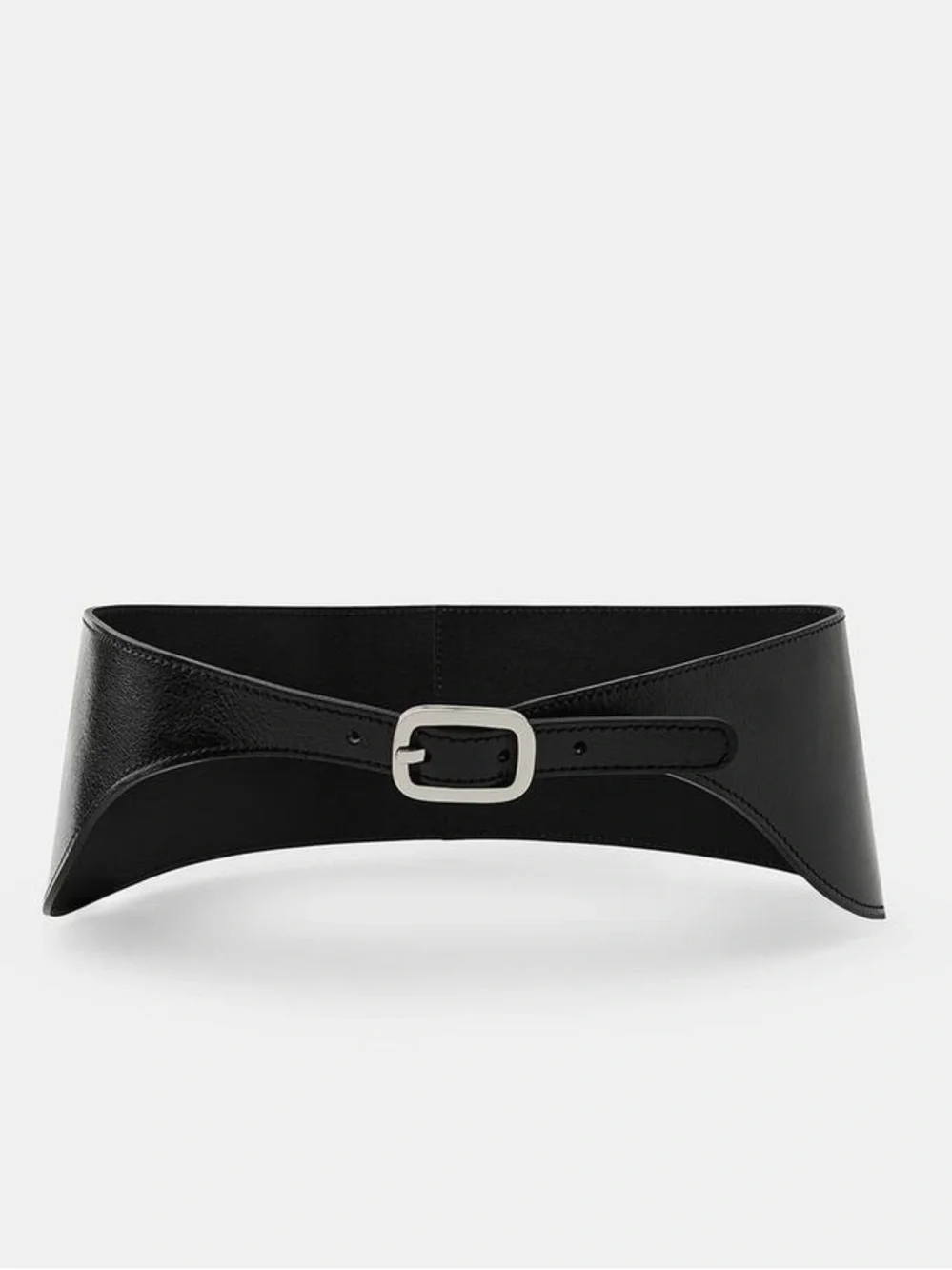 NWT. Zara Black Leather Waist Belt with Rectangular Metal Buckle. Size 32.